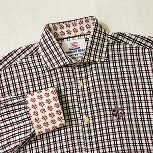 Texas A&M Aggies Thomas Dean Men's Size Small Plaid Flip Cuff Button Up Shirt